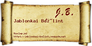 Jablonkai Bálint névjegykártya