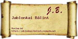 Jablonkai Bálint névjegykártya